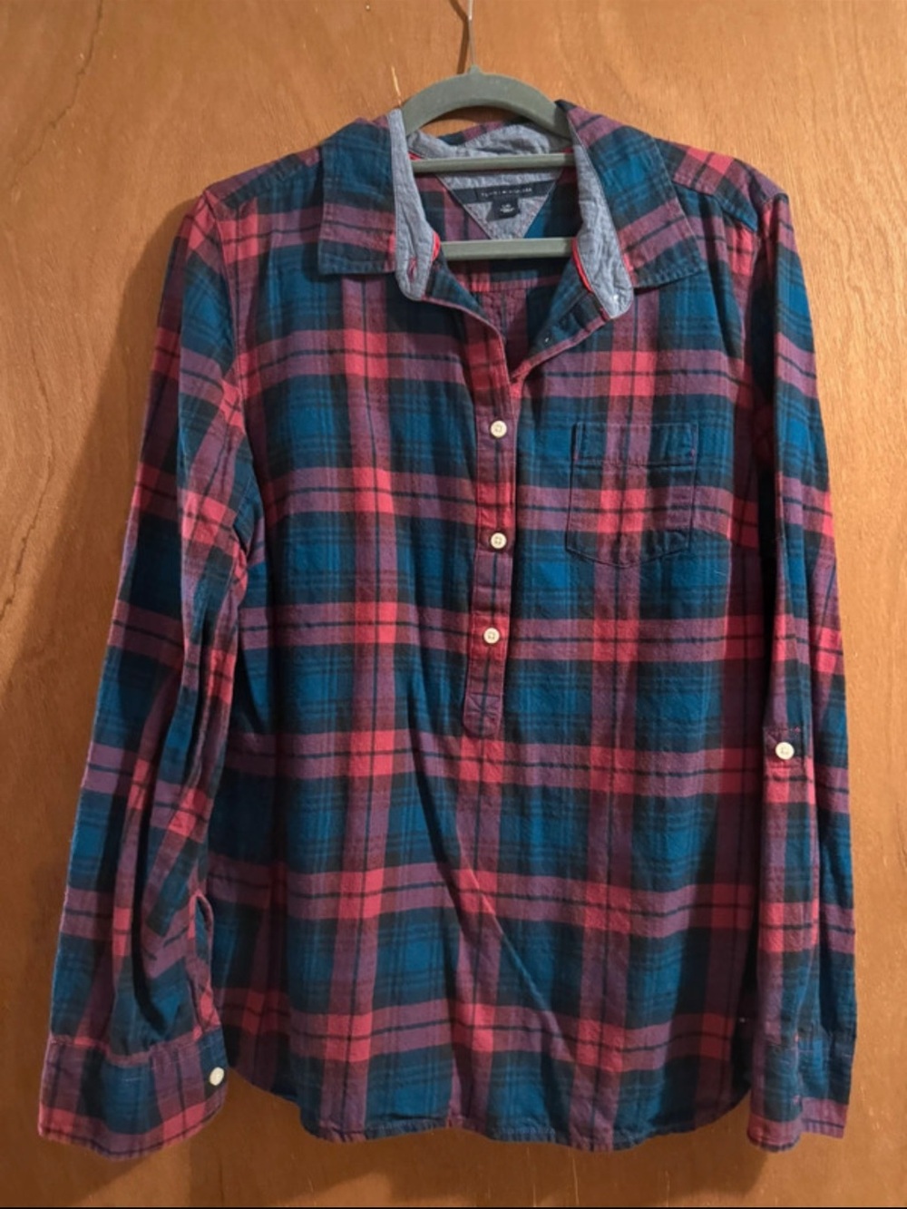 Tommy Hilfiger Blue & Red Plaid Button-Down Shirt